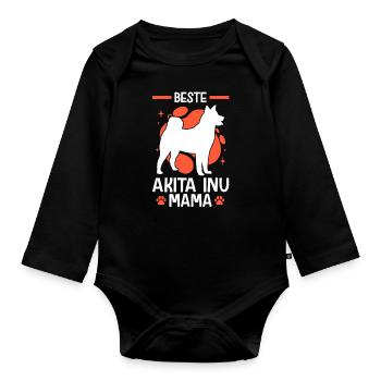 Beste Akita Inu Mama japanischer Spitz - Baby Bio-Langarm-Body - Schwarz - Vorne