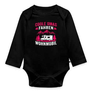 Coole omas fahren wohnmobil camping wohnwagen - Baby Bio-Langarm-Body - Schwarz - Vorne