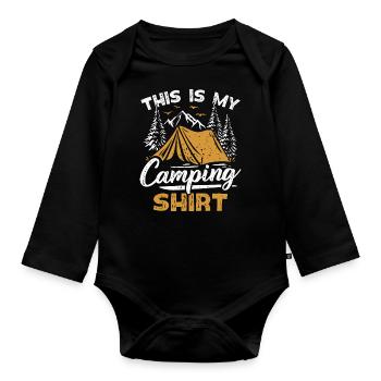 Camping Zelt Berge Wandern Camper - Baby Bio-Langarm-Body - Schwarz - Vorne