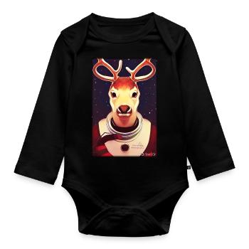Reindeer Astronaut Future Sci-Fi Technology - Organic Longsleeve Baby Bodysuit - black - Front