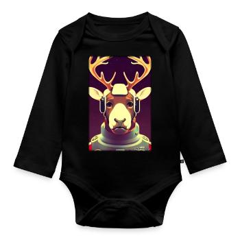 Rentier Astronaut Zukunft Sci-Fi Technik - Baby Bio-Langarm-Body - Schwarz - Vorne