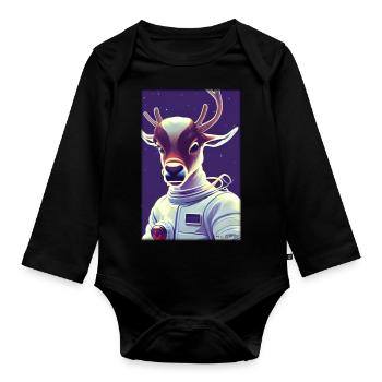 Rentier Astronaut Zukunft Sci-Fi Technik - Baby Bio-Langarm-Body - Schwarz - Vorne