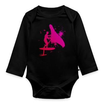 Wingfoil hommes Wingfoil femmes wingsurf - Body Bébé bio manches longues - noir - Devant