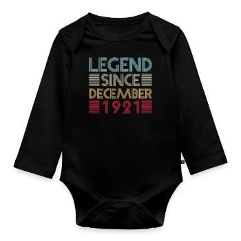 Legends birthday December 1921 born gift - Organic Longsleeve Baby Bodysuit - black - Front
