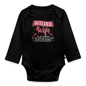 Welder Welding Wife Welder Wife - Baby Bio-Langarm-Body - Schwarz - Vorne