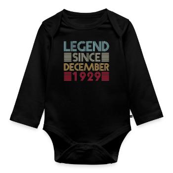 Legends birthday December 1929 born gift - Organic Longsleeve Baby Bodysuit - black - Front