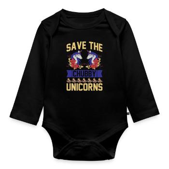 Save the chubby unicorns Unicorn - Organic Longsleeve Baby Bodysuit - black - Front