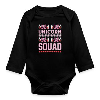 Einhorn Unicorn Squad - Baby Bio-Langarm-Body - Schwarz - Vorne