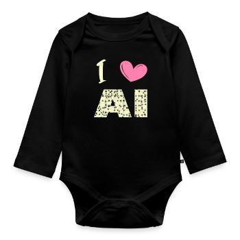 i love ai - Baby Bio-Langarm-Body - Schwarz - Vorne