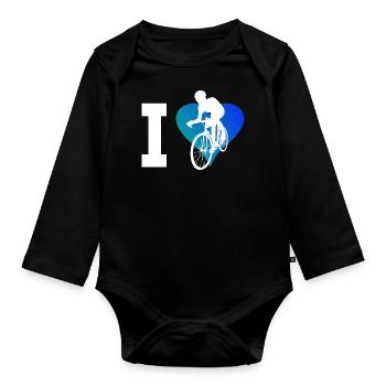 Road Cycling Women's Road Bike Roadbike - Organic Longsleeve Baby Bodysuit - black - Front