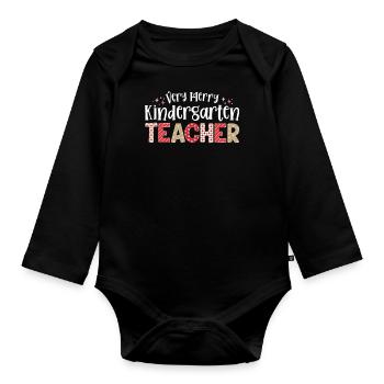 Très joyeux professeur de maternelle École de Noël - Body Bébé bio manches longues - noir - Devant