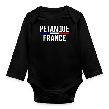 Pétanque France Petanque Frankreich Boule Boccia - Baby Bio-Langarm-Body - Schwarz - Vorne