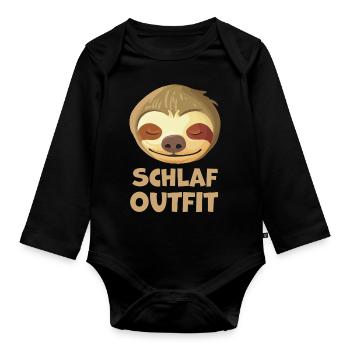 Schlafshirt Schlaf Faultier Schlafen Schlaf Shirt - Baby Bio-Langarm-Body - Schwarz - Vorne