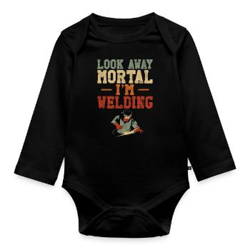 Welder Welding Vintage Retro Look - Baby Bio-Langarm-Body - Schwarz - Vorne