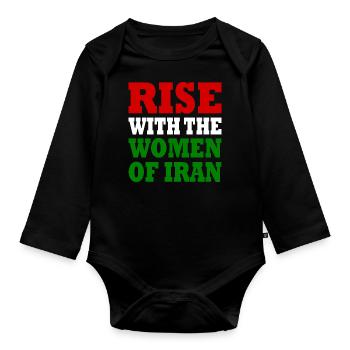 Rise with the women of iran - Organic Longsleeve Baby Bodysuit - black - Front