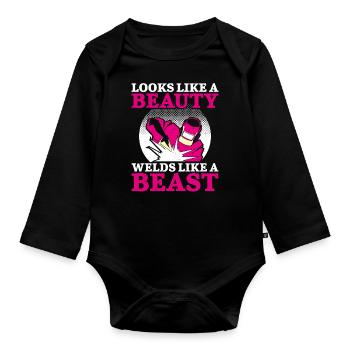 Welder Welding Female Welder - Baby Bio-Langarm-Body - Schwarz - Vorne