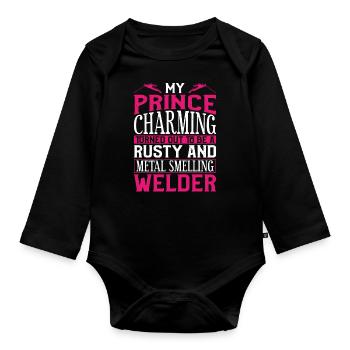 Welder Welding Girlfriend Vintage - Baby Bio-Langarm-Body - Schwarz - Vorne