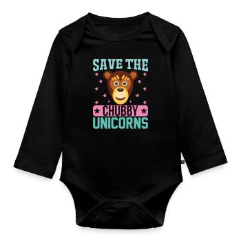 Save the chubby unicorns Unicorn - Organic Longsleeve Baby Bodysuit - black - Front