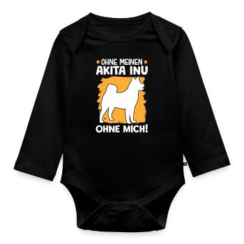 Ohne meinen Akita Inu ohne mich japanischer Spitz - Baby Bio-Langarm-Body - Schwarz - Vorne
