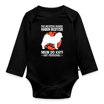 Mein Do Khyi hat Personal Tibetdogge - Baby Bio-Langarm-Body - Schwarz - Vorne