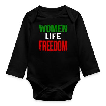 Women life freedom iran - Organic Longsleeve Baby Bodysuit - black - Front