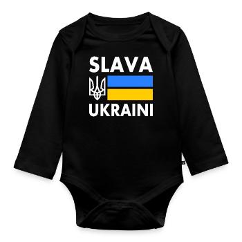 Slava ukraini - Baby Bio-Langarm-Body - Schwarz - Vorne