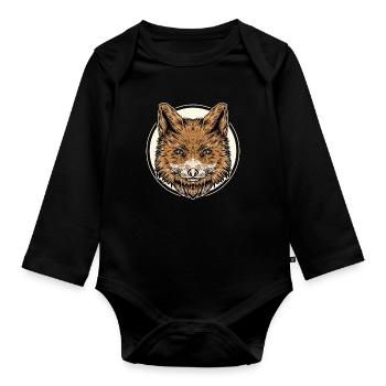 Fox intelligent Forest animal Fox Red fox Smart - Organic Longsleeve Baby Bodysuit - black - Front