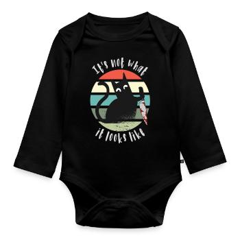 It's not what it looks like, Cat with knife - Organic Longsleeve Baby Bodysuit - black - Front
