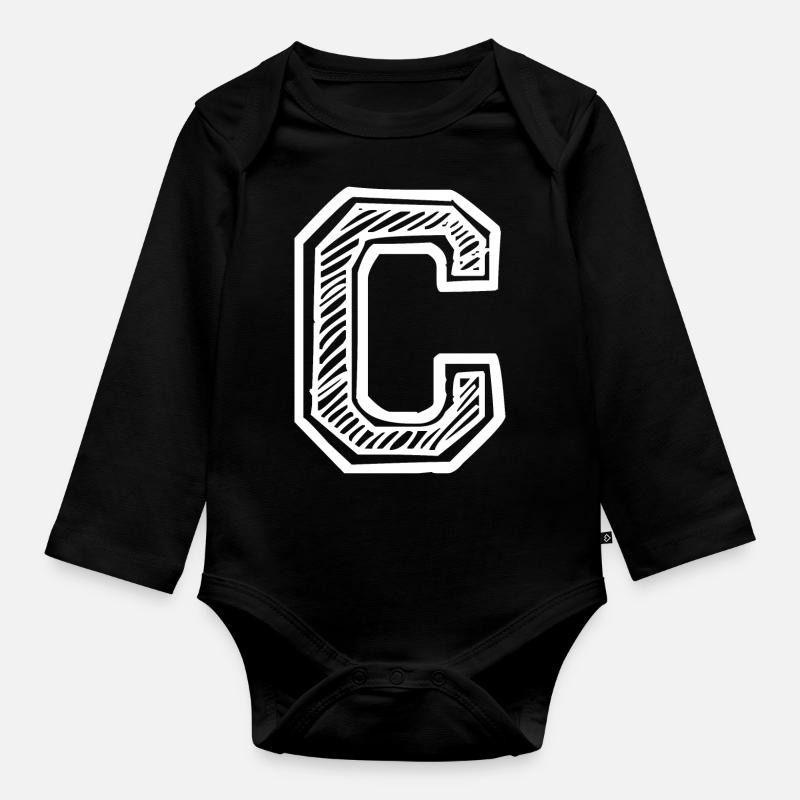 Buchstabe C - Baby Bio-Langarm-Body - Schwarz