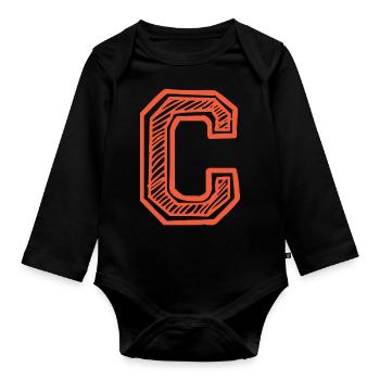 Buchstabe C - Baby Bio-Langarm-Body - Schwarz - Vorne