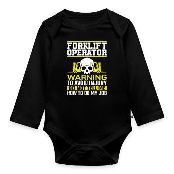 Certified Forklift Truck Operator - Organic Longsleeve Baby Bodysuit - black - Front