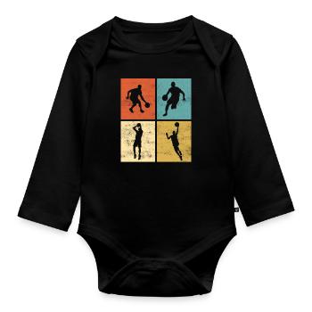 Basketteur Basketball Sunset Design rétro - Body Bébé bio manches longues - noir - Devant