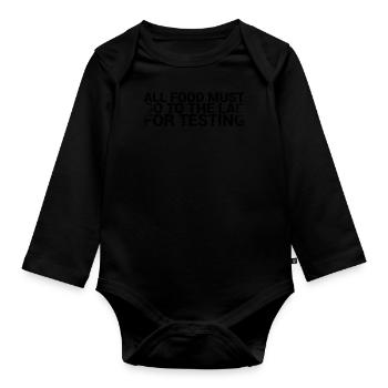 All foods must be tested for testing - Organic Longsleeve Baby Bodysuit - black - Front