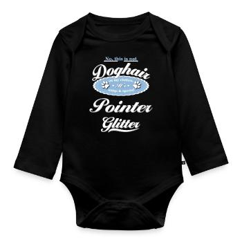 Dog Glitter Pointer - Organic Longsleeve Baby Bodysuit - black - Front