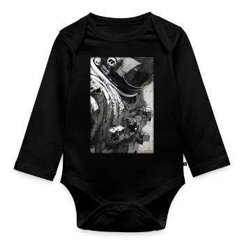 Astronaut Zukunft Sci-Fi Technik - Baby Bio-Langarm-Body - Schwarz - Vorne