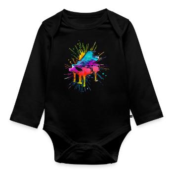 Piano, Pianist - Organic Longsleeve Baby Bodysuit - black - Front