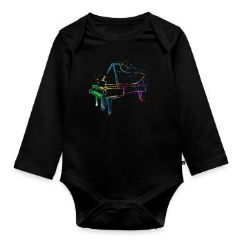 Piano, Pianist - Organic Longsleeve Baby Bodysuit - black - Front