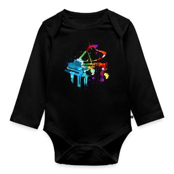 Piano, Pianist - Organic Longsleeve Baby Bodysuit - black - Front
