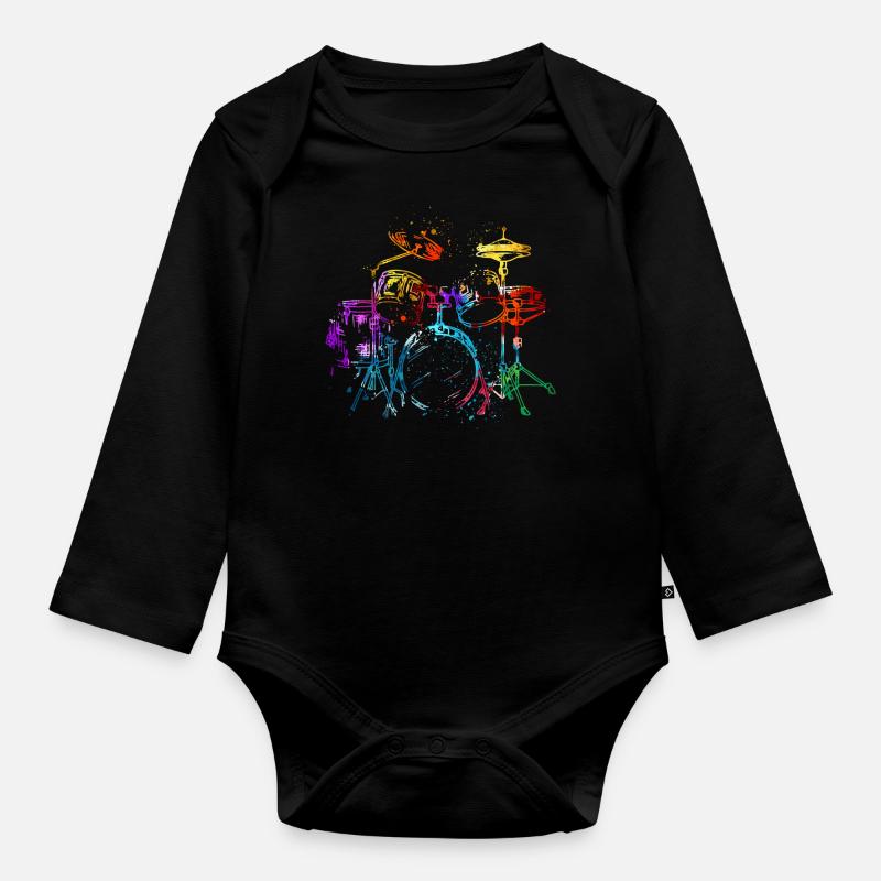 Schlagzeug, Schlagzeuger - Baby Bio-Langarm-Body - Schwarz