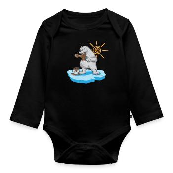 Umweltschutz Klimawandel Tag der Erde Eisbär Demo - Baby Bio-Langarm-Body - Schwarz - Vorne