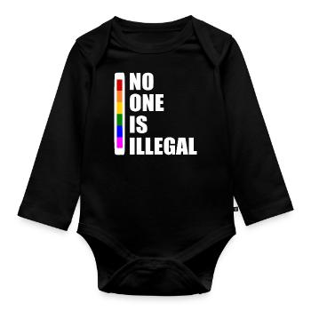 No one is illegal - Body Bébé bio manches longues - noir - Devant