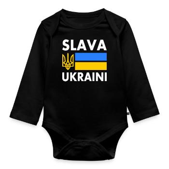 Slava ukraini - Baby Bio-Langarm-Body - Schwarz - Vorne