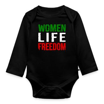 Women life freedom iran - Organic Longsleeve Baby Bodysuit - black - Front