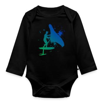 foilwing Women wingsurf Men wingsurfing - Organic Longsleeve Baby Bodysuit - black - Front
