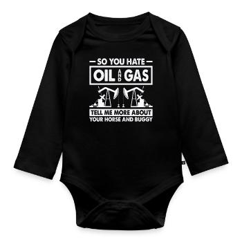 Oil rig oil gas workers drilling oil platform - Organic Longsleeve Baby Bodysuit - black - Front