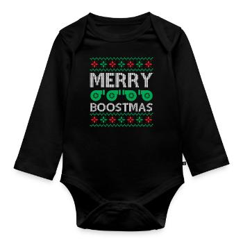Engine Car Tuning Ugly Christmas - Merry Boostmas - Baby Bio-Langarm-Body - Schwarz - Vorne