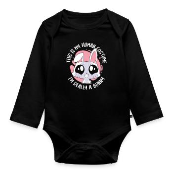Rabbit Animal Pet Rabbit - Organic Longsleeve Baby Bodysuit - black - Front