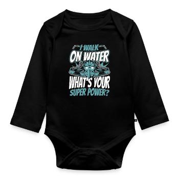 Eishockey Hockey Sport - Baby Bio-Langarm-Body - Schwarz - Vorne