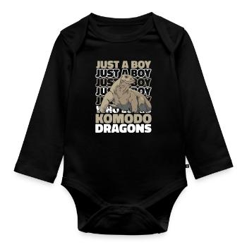 Komodowaran Tier Komodo Dragon Komodowarane - Baby Bio-Langarm-Body - Schwarz - Vorne