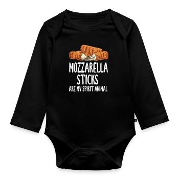 Mozzarella-Sticks sind mein Seelentier - Baby Bio-Langarm-Body - Schwarz - Vorne